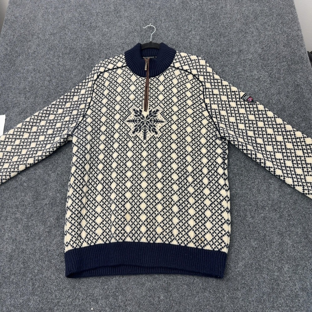 Vintage Dale of Norway Sweater Mens XL Navy Wool Quarter Zip Nordic Gorpcore